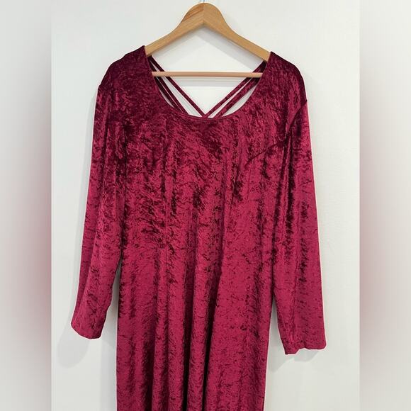 Fashion Bug Vtg Velvet Burnout Maxi Dress Long Sleeve 20 Festival Boho Whimsical - Picture 2 of 8
